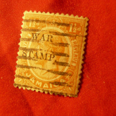 Timbru Jamaica 1916 Rege George V supratipar War Stamp ,val. 1 1/2p stampilat