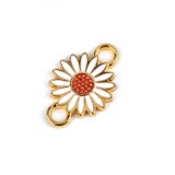 Pandantiv decorativ metalic 14 x 21 mm Floare alba, Crisalida