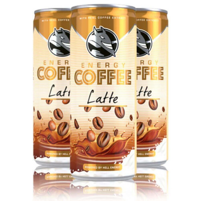 Bax 24 Energizante Hell Energy Coffee Latte, 250 ml, Energizant Hell Energy Coffee, Bauturi Non-Alcoolice, Hell Energy Coffee Energizante, Doze de Ene foto