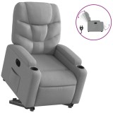 Cumpara ieftin Fotoliu electric rabatabil cu ridicare, gri deschis, textil