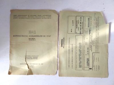 Carte internationala de asigurare pentru autovehicule, anii 70, Bucuresti foto