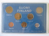 Finlanda set 7 monede UNC din 1975 in caseta plastic, Europa, Cupru-Nichel
