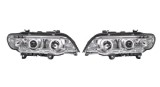 Set faruri Bmw X5 (E53), 01.1999-05.2003, partea Stanga+Dreapta, Tuning, Fata, cu lumina parcare fibra optica; tip bec H1+H1; manual/electric; transp, Rapid