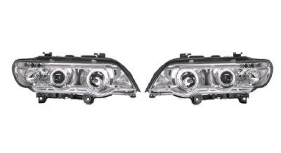 Set faruri Bmw X5 (E53), 01.1999-05.2003, partea Stanga+Dreapta, Tuning, Fata, cu lumina parcare fibra optica; tip bec H1+H1; manual/electric; transp foto