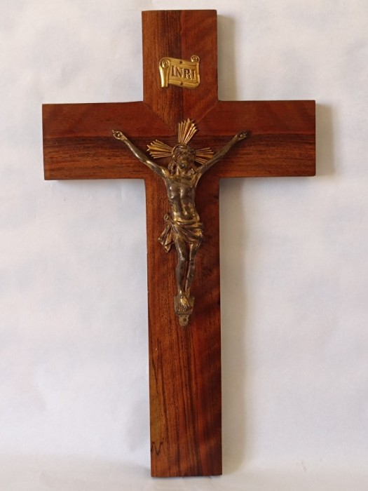 Cruce de perete, Crucifix antic, Isus metal, 40x23,1cm