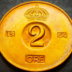 Moneda 2 ORE - SUEDIA, anul 1964 * cod 3238 - frumoasa!