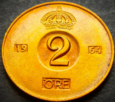 Moneda 2 ORE - SUEDIA, anul 1964 * cod 3238 - frumoasa! foto