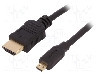 Cablu HDMI - HDMI, HDMI mufa, micro mufa HDMI, 1m, negru, QOLTEC - 50509 foto