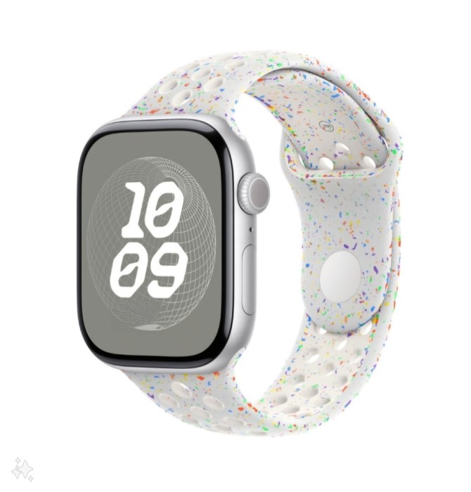 Curea sport cu orificii, THD, compatibila Apple Watch 46 mm seria 10, Apple Watch SE 44 mm, alba