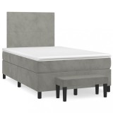 VidaXL Pat box spring cu saltea, gri deschis, 120x190 cm, catifea 3270457
