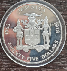 (A736) MONEDA DIN ARGINT JAMAICA - 25 DOLLARS 1878, INCORONAREA, 136.08 GR, RARA foto