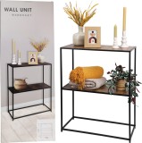 Etajera decorativa cu 2 rafturi, stil industrial, 70x30x80 cm