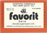 NI417 Etichetă bere blondă superioară Favorit, Societatea comercială malț bere Galați SA, &icirc;nceputul anilor 1990