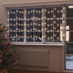 Instalație lumini tip perdea stele 500 LED alb cald 8 funcții foto