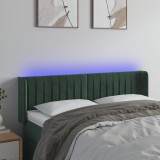 VidaXL Tăblie de pat cu LED, verde &icirc;nchis, 147x16x78/88 cm, catifea