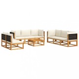 Cumpara ieftin Set canapele de gradina cu 9 piese si perne, lemn de salcam si ratan