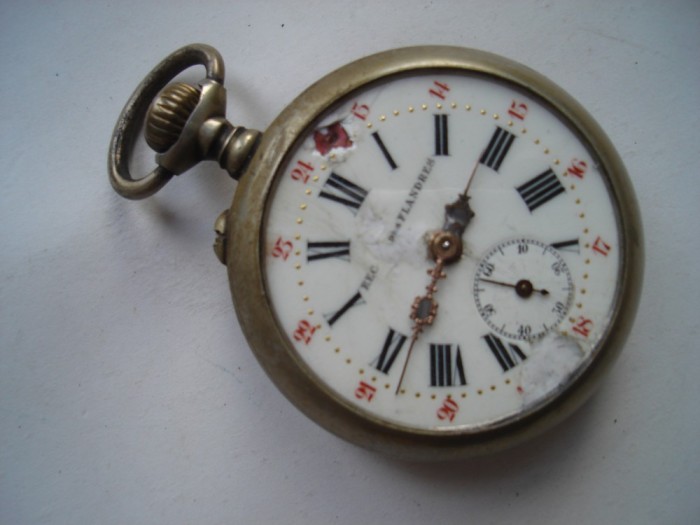 Ceas de buzunar Record des Flandres, defect