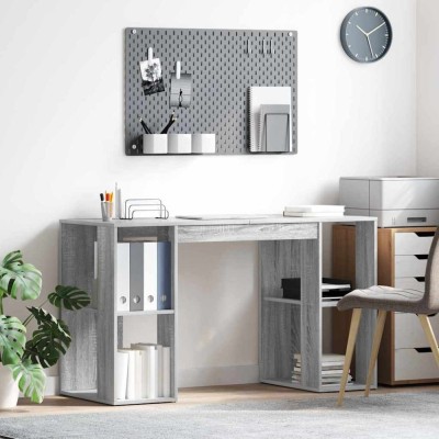 vidaXL Birou cu Depozitare Gri Sonoma 130 x 50.5 x 75 cm Lemn compozit 869503 foto