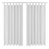 Draperii micro-satin cu bride, 2 buc., 140 x 225 cm, alb