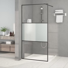 vidaXL Perete cabina du? walk-in negru 100x195 cm sticla ESG semi-mata foto