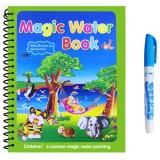 Carte de colorat cu apa Magic Book, Reutilizabila, plina de culori vibrante, Animale precum vaca, gaina,