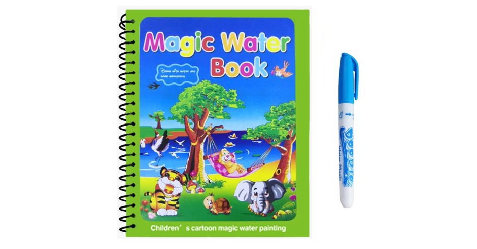 Carte de colorat cu apa Magic Book, Reutilizabila, plina de culori ...
