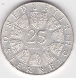 AUSTRIA 25 SCHILLING SILINGI 1968, Europa, Argint