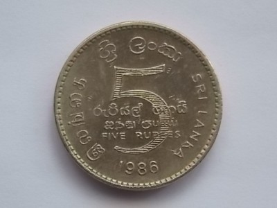 5 rupees 1986 Sri Lanka foto