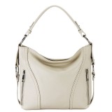 Geanta medie bej deschis din piele naturala 8931 124