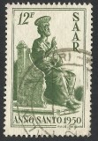 GERMANIA SAAR 1950 --STATUIA LUI MICHELANGELO LA ROMA, Stampilat