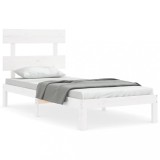 Cumpara ieftin Cadru de pat fara saltea, alb, 90x200 cm, lemn masiv pin