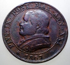 F.479 VATICAN PAPA PIUS IX 1 SOLDO 1867 R foto