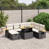 Cumpara ieftin Gossi set mobilier de gradina cu perne, 8 piese, negru, poliratan