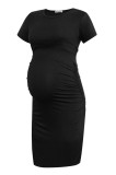 Rochie de maternitate pentru femei, m&acirc;necă scurtă, vară &ndash; Negru S