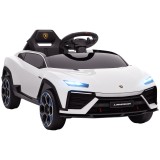 AIYAPLAY Mașină Electrică pentru Copii Licență Lamborghini cu Claxon și Telecomandă, 101.5x49x43 cm, Albă | Aosom Romania