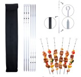 Cumpara ieftin Set 6 ace pentru frigarui Koken, otel inoxidabil, 45 cm, reutibilizabile, perfect pentru frigarui, carne, peste sau fructe