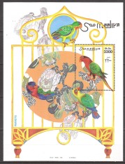 SOMALIA 1999 FAUNA PASARI PAPAGALI ( colita dantelata ) MNH
