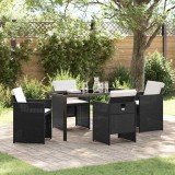VidaXL Set de masă pentru grădină cu pernă 5 pcs Negru Rattan poli