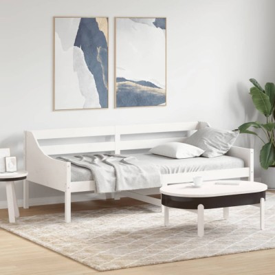 vidaXL Pat de zi fără saltea, alb, 80x200 cm, lemn masiv pin 842827 foto