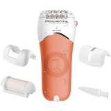 Epilator Rowenta Aqua Soft EP4920F0, 40 min autonomie, Wet&amp;Dry, 24 pensete, 2 viteze, 4 accesorii, Skin Respect technology, bile pentru masaj, corai