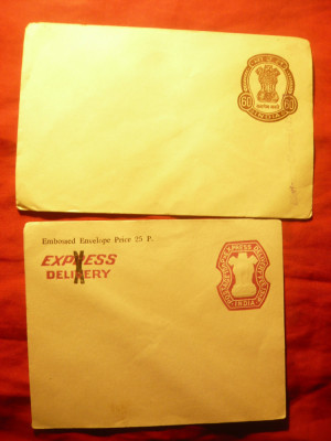 2 Plicuri India circulate cu marca fixa 25 si 60 paiso, cca. 1950 foto