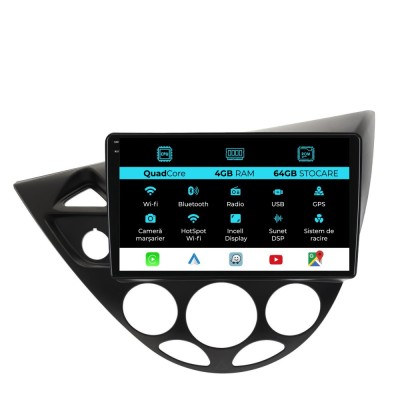 Navigatie Dedicata Ford Focus MK1 (1998-2004),QuadCore, 9Inch, 4Gb Ram, 64Gb Stocare, Carplay foto