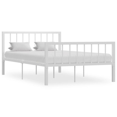 vidaXL Cadru de pat, alb, 120 x 200 cm, metal foto