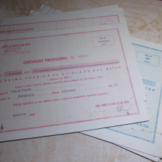 FABRICA DE STICLA CU GAZ METAN * CERTIFICAT PROVIZORIU , 1946/1947 ( LOT 7 BUC )