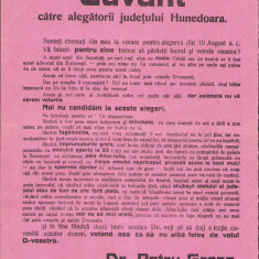 HST 352S Afiș electoral 1929 jud Hunedoara Partidul Poporului tipărit Deva