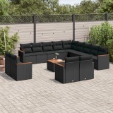 Cumpara ieftin Gossi set mobilier de gradina cu perne, 14 piese, negru, poliratan