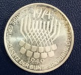 (A156) MONEDA DIN ARGINT GERMANIA - 5 MARK 1974, LIT. F, 25 ANI CONSTITUTIA