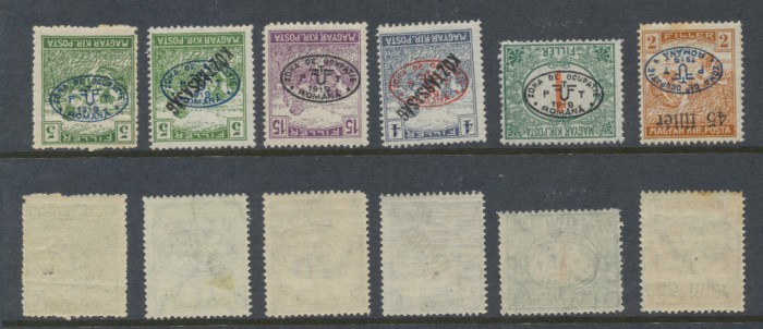 Emisiunea Debretin 1919 lot 6 timbre cu sursarj ranversat