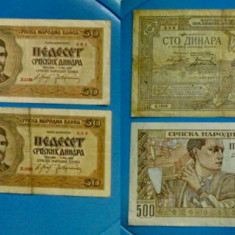 4994-I-Bancnote Serbia regat vechi lot 4 buc.