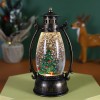 Felinar Craciun Flippy LED, Lampa Ulei Brad, 14cm, Negru, Decoratiune Luminoasa, Ornament Craciun cu Maner, Baterii CR2032